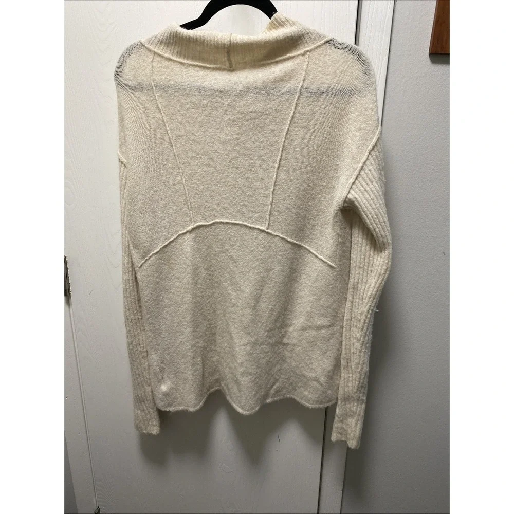 Free People Cascade Cream Soft Knit Mock Neck Sweater Cardigan Small